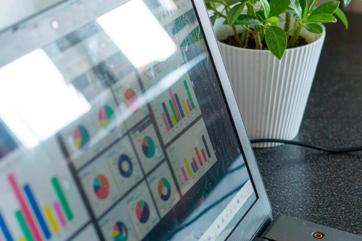 Laptop showing a finance dashboard